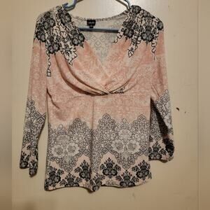 Womens Small Rafaella long sleeve Flowery Blouse